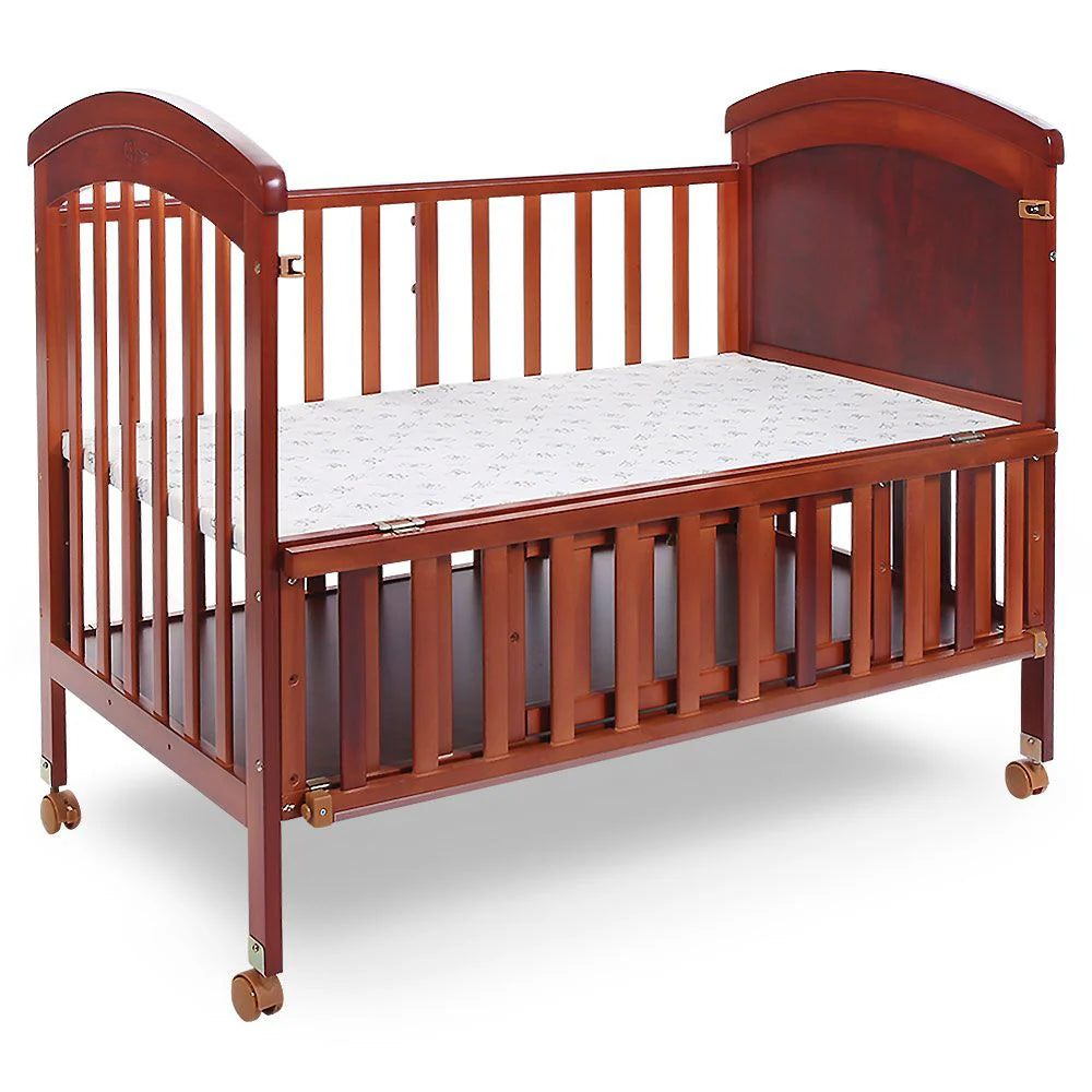 WOODEN BABY COT WITH STORAGE – BROWN