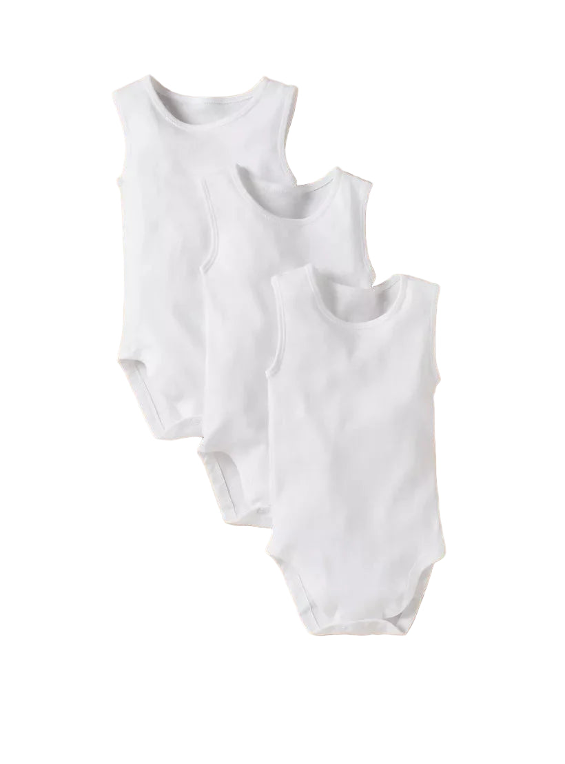 SLEEVE LESS \WHITE BODY SUIT PK OF 3