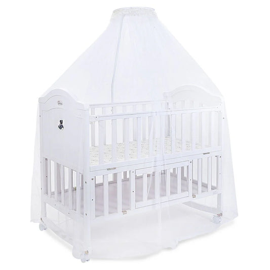 WOODEN BABY COT WITH STORAGE – WHITE